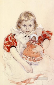 A Young Girl with a Doll Carl Larsson Oil Paintings